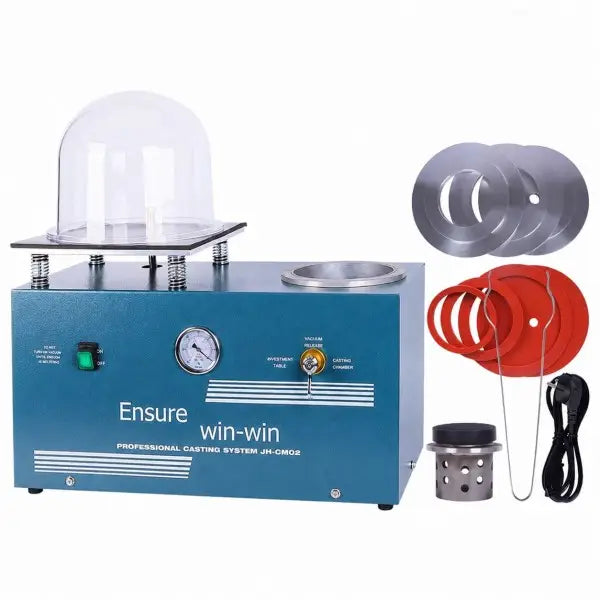 PHYHOO 4L vacuum investing and casting machine for lost-wax jewelry casting, bench-top dual-station unit