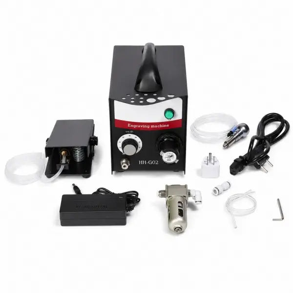 PHYHOO HH-G02 pneumatic jewelry engraving machine with dual handpieces and foot pedal