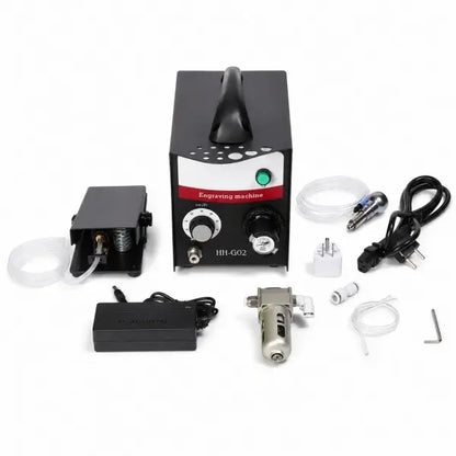 PHYHOO HH-G02 pneumatic jewelry engraving machine with dual handpieces and foot pedal