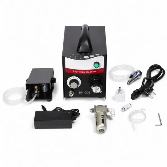 PHYHOO HH-G02 pneumatic jewelry engraving machine with dual handpieces and foot pedal