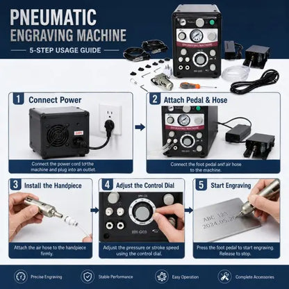 HH-G03 pneumatic engraving machine usage guide for jewelry bench engraving and stone setting