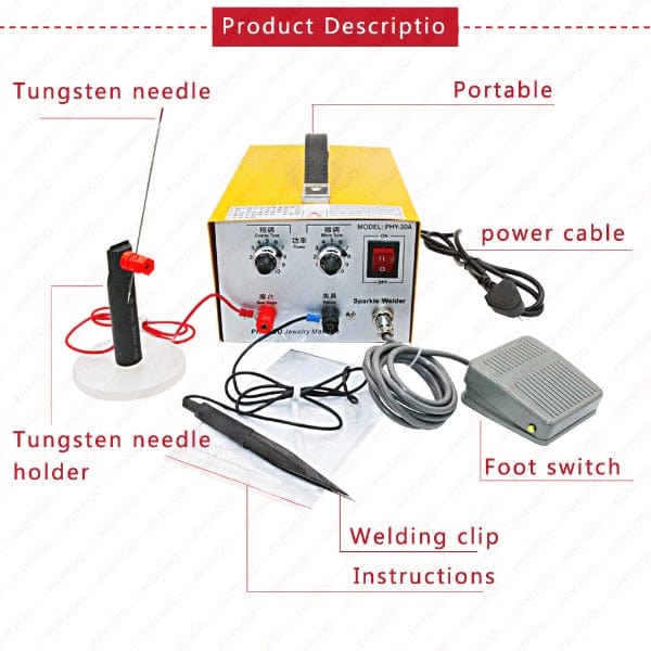 PHYHOO JEWELRY TOOLS-30A Pulse Sparkle Gold Silver Platinum Jewelry Spot Welding Machine
