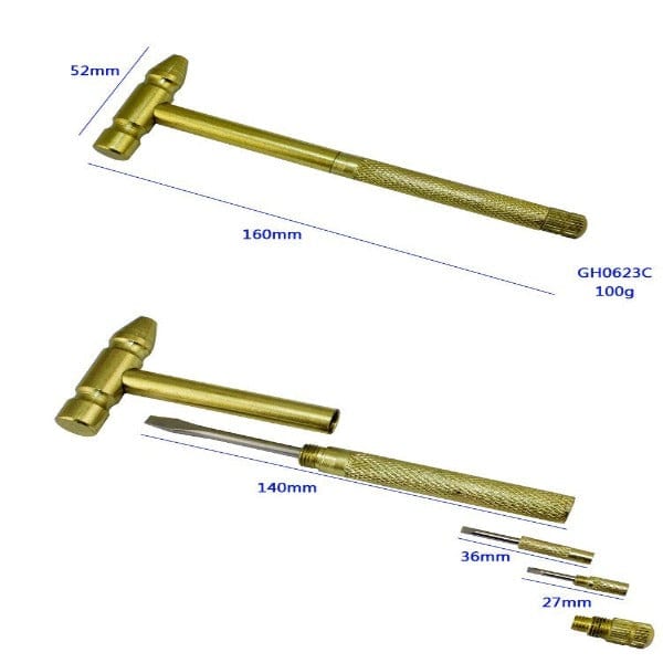 PHYHOO JEWELRY TOOLS-Removable Golden Stainless Steel Hammer