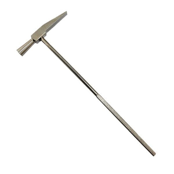 Precision all-metal watch repair hammer with knurled non-slip handle and tapered cross-peen head for delicate metalwork