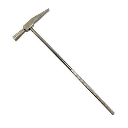 Precision all-metal watch repair hammer with knurled non-slip handle and tapered cross-peen head for delicate metalwork